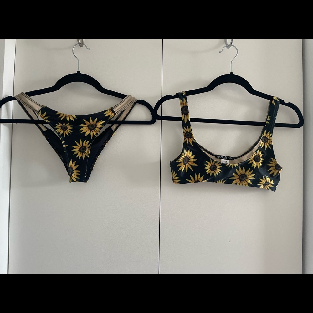 USED Mandalynn swim size medium sunflower bikini with mesh detailing